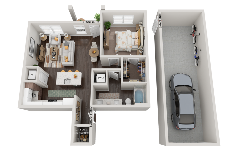 Aurora - 1 bedroom floorplan layout with 1 bathroom and 792 square feet