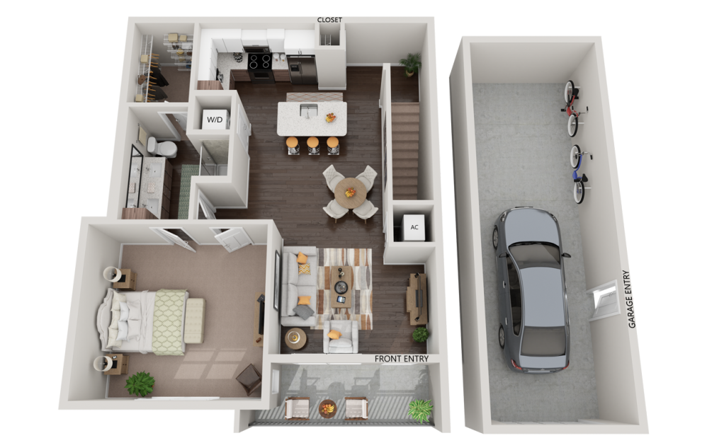 Nova - 1 bedroom floorplan layout with 1 bathroom and 1000 square feet