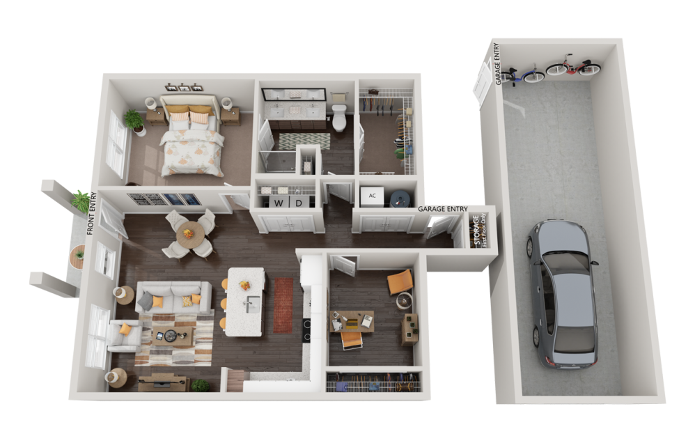 Eclipse + Den - 1 bedroom floorplan layout with 1 bathroom and 1024 square feet Eclipse + Den - 1 bedroom floorplan layout with 1 bathroom and 1024 square feet